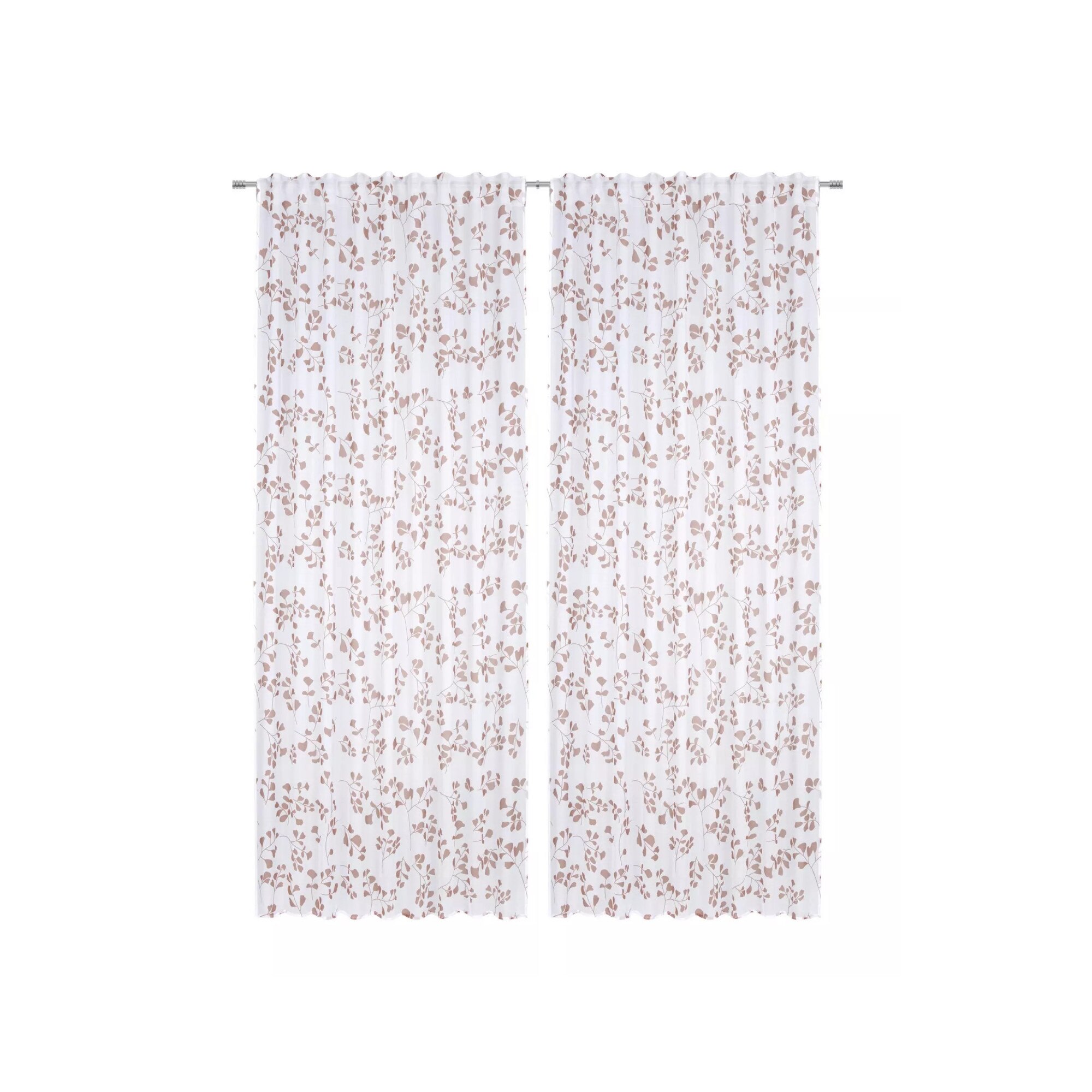 Set 2 Perdele, 140×245 cm Romia, Alb Transparent cu Model Orange, Momax